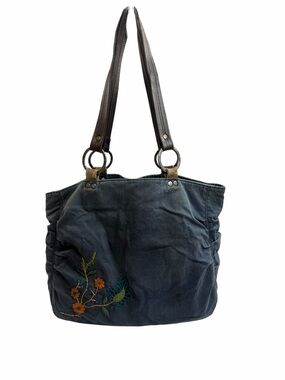 Vintage Fossil Dark Blue Embroidered Hobo/Shoulder Tote Bag